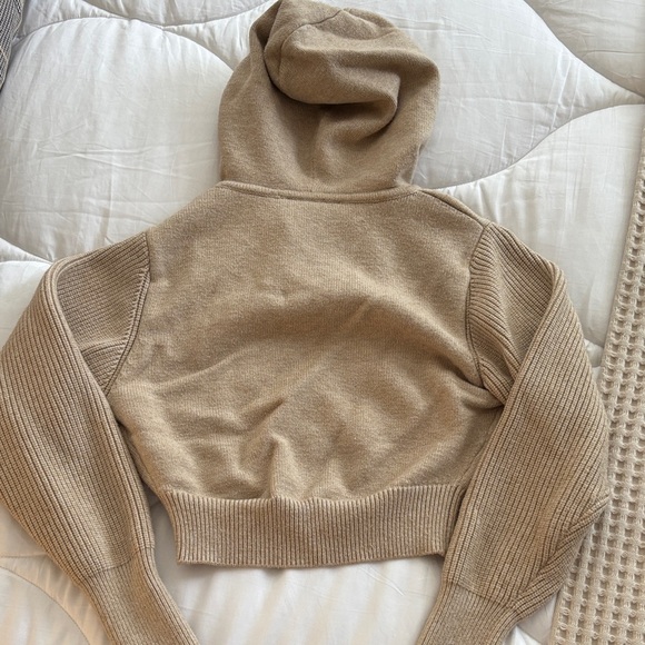 Zara Beige Hooded Knit Jacket - Picture 4 of 4
